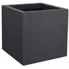 Image de Pot de fleurs carré EDA Volcania Up effet pierre 21 L anthracite 29,5 cm