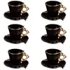 Image de Coffret de 6 tasses à café avec sous tasses Libra - Table Passion - Noir - Porcelaine