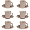 Image de Coffret de 6 tasses à café avec sous tasses Liv - Table Passion - Gris - Porcelaine