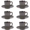 Image de Coffret de 6 tasses à café avec sous tasses Liv bleu 9 cl - Table Passion - Bleu - Porcelaine