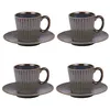 Image de Coffret de 4 tasses à café avec sous tasses Liv bleu 22 cl - Table Passion - Bleu - Porcelaine