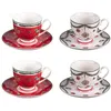 Image de Coffret de 4 tasses et sous tasses à thé Bells 18 cl - Table Passion - Multicolore - Porcelaine