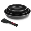 Image de Sitram 3 Pieces De Poeles Agile - Aluminium Anti-adhesif - O 20 / 24 / 28 Cm - Tous Feux Dont Induction - Noir