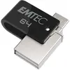 Image de Emtec Double USB2.0 micro-USB T260 64 Go (64 Go, USB-A), Clé USB, Argent, Noir
