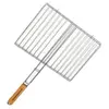Image de Campingaz 205689 grille pour barbecue rectangulaire double manche en bois 35 x 25 cm