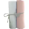 Image de Lot de 2 draps-housses Babycalin Blanc et Rose 60 x 120 cm