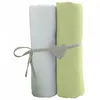 Image de Lot de 2 draps housse blanc / vert 70 x 140 cm - babycalin