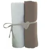 Image de Lot de 2 draps housse blanc / taupe 70 x 140 cm - babycalin