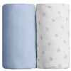Image de Lot de 2 draps housse imprimé étoiles bleu / bleu 60 x 120 cm - babycalin