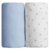 Image de Lot de 2 draps housse bleu / imprimé étoiles bleu 70 x 140 cm - babycalin