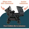 Image de Poussette double jumeaux - Combiné Poussette Double + Siege Auto I-size - 4 roues - Noir