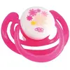 Image de Pack de 2 sucettes physiologique 1er age silicone fleurs rose translucide