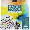 Image de Pebeo, Peinture loisirs créatifs, Kit Complet Boite Ovale 24 demi godets aquarelle Fine + Accessoires
