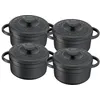 Image de Set 4 mini cocottes fonte d'acier rondes 10 cm Tefal Pierre Gagnaire Heritage Noir