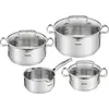 Image de Tefal Duetto Plus set de casseroles, 7 pièces, batterie de cuisine en acier inoxydable avec graduations, Poêle + casserole, Argent