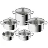 Image de Tefal Ensemble de casseroles Duetto Plus, 9 pièces, batterie de cuisine en acier inoxydable avec, Poêle + casserole, Argent