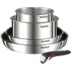Image de Tefal Ensemble de casseroles empilables Ingenio Emotion, 5 pièces, en acier inoxydable, poignée amovible, Poêle + casserole, Noir, Argent