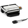 Image de Tefal OptiGrill+ avec pince à griller Gril de contact (GC718D), Acier inoxydable, Machine à panini, Argent, Noir