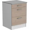 Image de OSLO Meuble Bas 3 tiroirs + plan - Décor Chêne Jackson - L 60 x P 60 x H 86 cm
