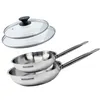 Image de Set de 2 poêles 20 et 24 cm en inox et 2 couvercles en verre Fackelmann Eterna