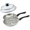 Image de Set 2 poêles 20 et 24 cm en inox et couvercles verres Fackelmann Geneva