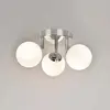 Image de Plafonnier Sdb 3 Lumières Ronde En Métal. Abat-jour Globe Verre Chrome