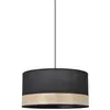 Image de Suspension Forme Cylindre En Bi-matière Coton Et Effet Bois Noir