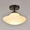 Image de Plafonnier Sdb 1 Lumière Base En Métal Abat-jour En Verre Opale