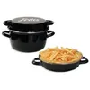 Image de Friteuse coloris noir décor Frites 26 cm couvercle émail et panier - Baumalu - Noir - Acier émaillé