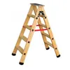 Image de   Escabeau Bois 2 Plans (platrier) 4 Marches + Tablette Et Sangles H:107cm - Outifrance