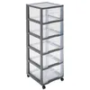 Image de Tour De Rangement En Plastique Xl Tag Tower 5 Tiroirs - Gris