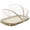 Image de Plateau en bambou avec cloche en filet synthétique Longueur 45cm