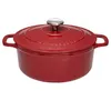 Image de Cocotte ronde 24 cm chasseur rouge uni interieur sable - Invicta - Rouge - Fonte émaillée