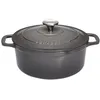 Image de Cocotte ronde 24 cm chasseur gris caviar interieur noir - Chasseur - Gris - Fonte émaillée