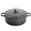 Image de Cocotte ronde 28 cm chasseur gris caviar interieur noir - Invicta - Gris - Fonte émaillée