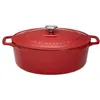 Image de Cocotte ovale 31 cm chasseur rouge uni interieur sable - Chasseur - Rouge - Fonte émaillée