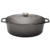 Image de Cocotte ovale 33 cm chasseur gris caviar intérieur noir - Chasseur - Gris - Fonte émaillée