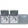 Image de Legrand - Double prise 2P+T 16A + obturateur complet saillie - Plexo - gris