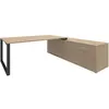 Image de Bureau L180xp100 Sur Console Dte 200x60 Chêne Clair/carbone