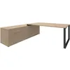 Image de Bureau L180xp100 Sur Console Gch 200x60 Chêne Clair/carbone