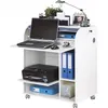 Image de Bureau Informatique Blanc à Roulettes - Blanc - L 79.2 x l 53.2 x H 93.8 cm