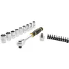 Image de Stanley 1 Cliquet 120 Dents 1/2 + 9 Douilles + 10 Embouts - Stanley
