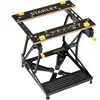 Image de Stanley, Établi, Workmate avec plan de travail en bambou et double hauteur de travail, supporte jusqu'à 250kg (50.50 cm, 78 cm)
