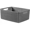 Image de 6x Curver, Boîte de rangement, Juliet Corbeille en jute 100% plastique recyclé, rectangulaire, 12 l, gris foncé, M (28.20 cm, 12 l)