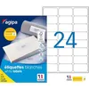 Image de 2400 Étiquettes Blanches - A4 - 63,5x33,9Mm - Multi-Usage - Agipa 101309