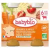 Image de Babybio Légumes & Pâtes Façon Bolognaise au Boeuf Fermier 6 Mois et + 2 Bio Pots 200 g