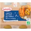 Image de Babybio Bonne Nuit Carotte Butternut Riz 6 Mois et + Bio Pots 200 g x 2