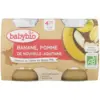 Image de Babybio Banane Pomme 4 Mois et + Bio Pots 130 g x 2