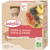 Image de Babybio Pomme Myrtille Fraise 6 Mois et + Bio Gourdes 90 g x 4