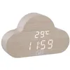 Image de TNB JOY - Réveil LED 3 alarmes forme de nuage - effet bois